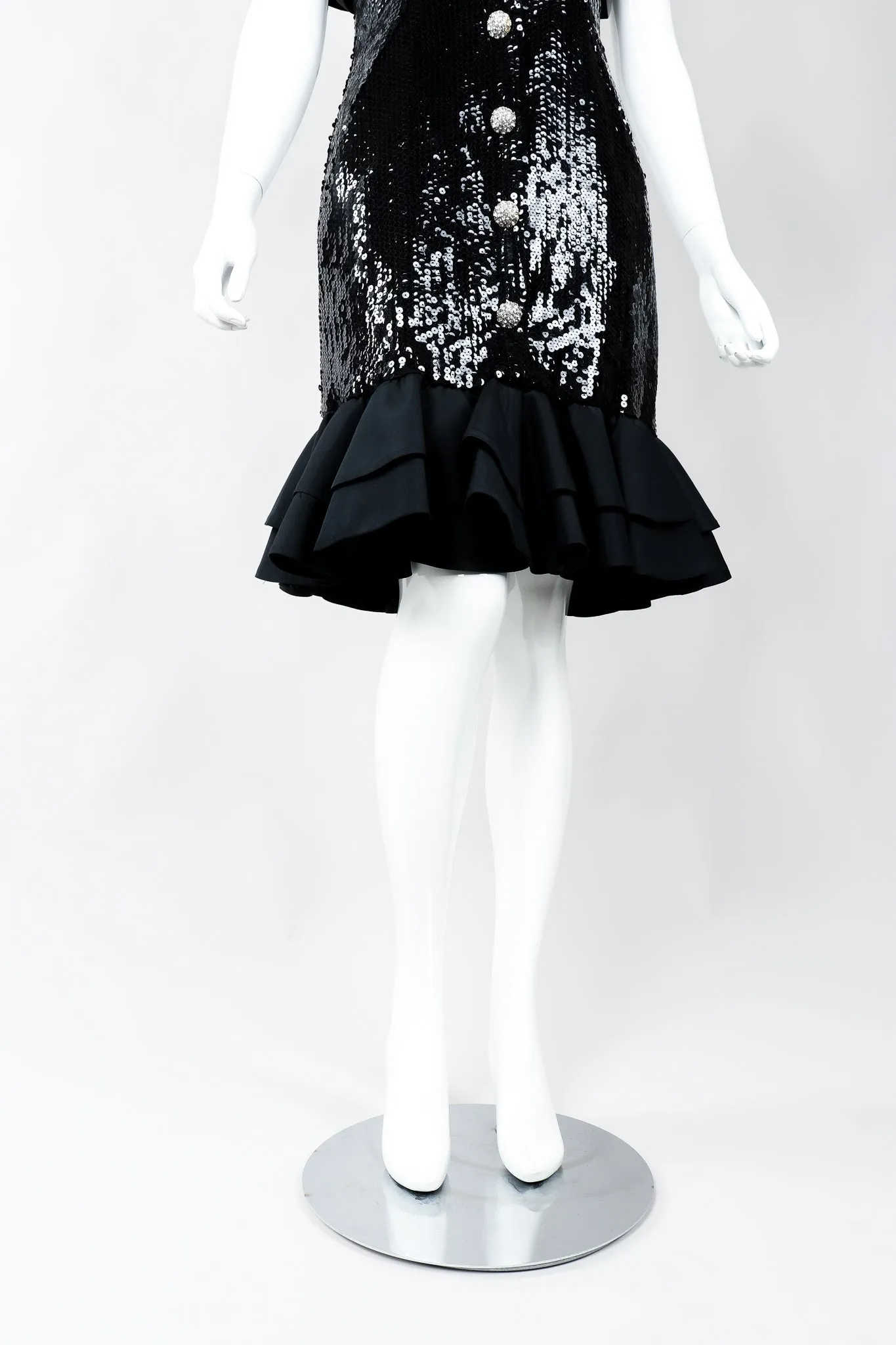 Sequin Ruffle Shoulder Dress