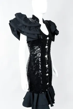 Sequin Ruffle Shoulder Dress