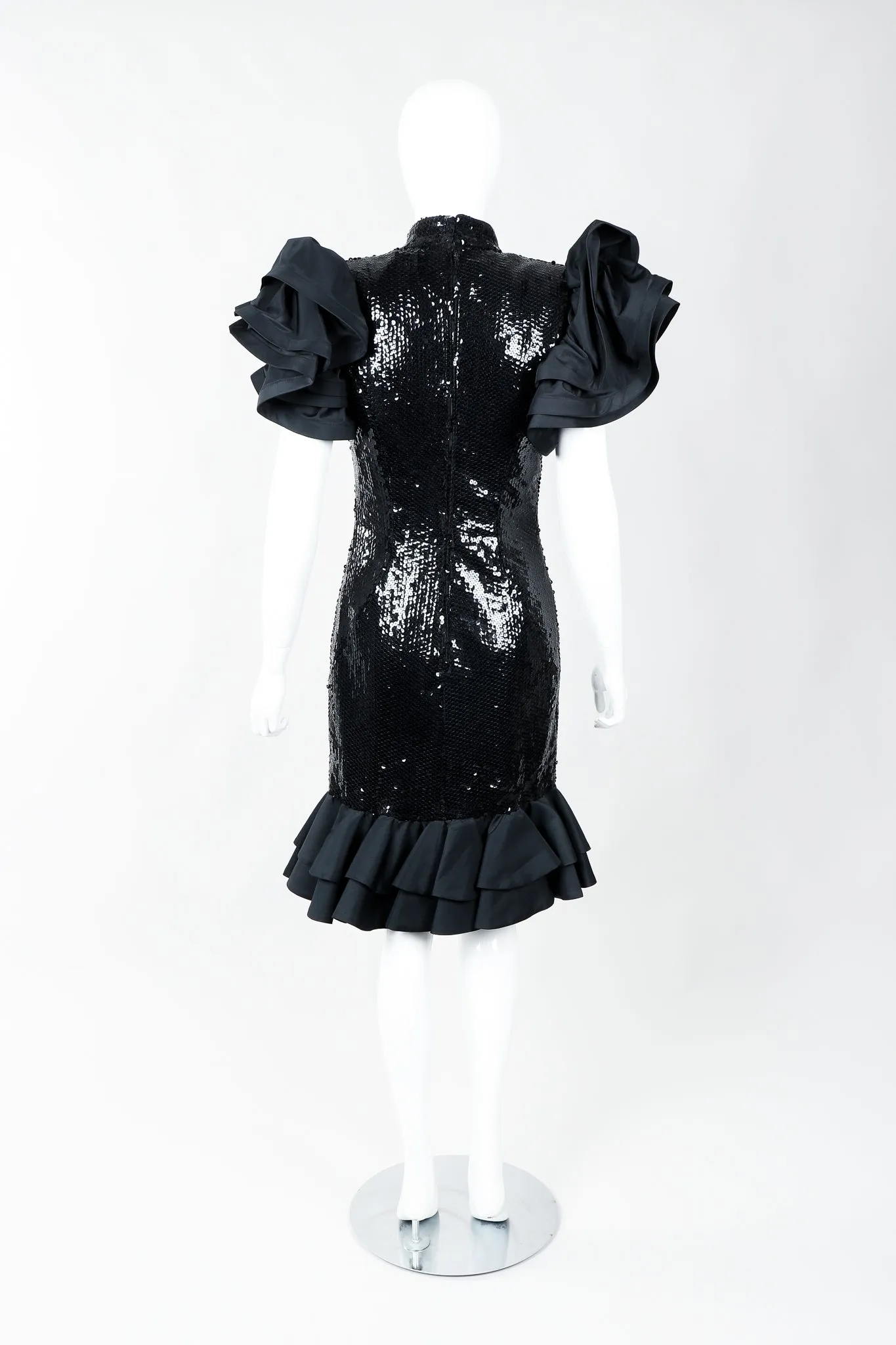 Sequin Ruffle Shoulder Dress