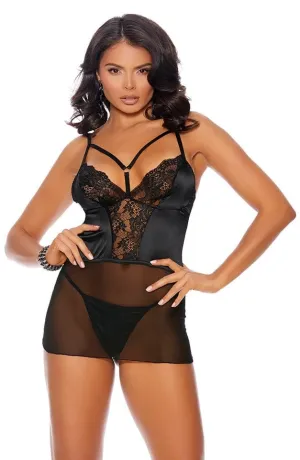 Sexy Temptation Satin Strappy Babydoll