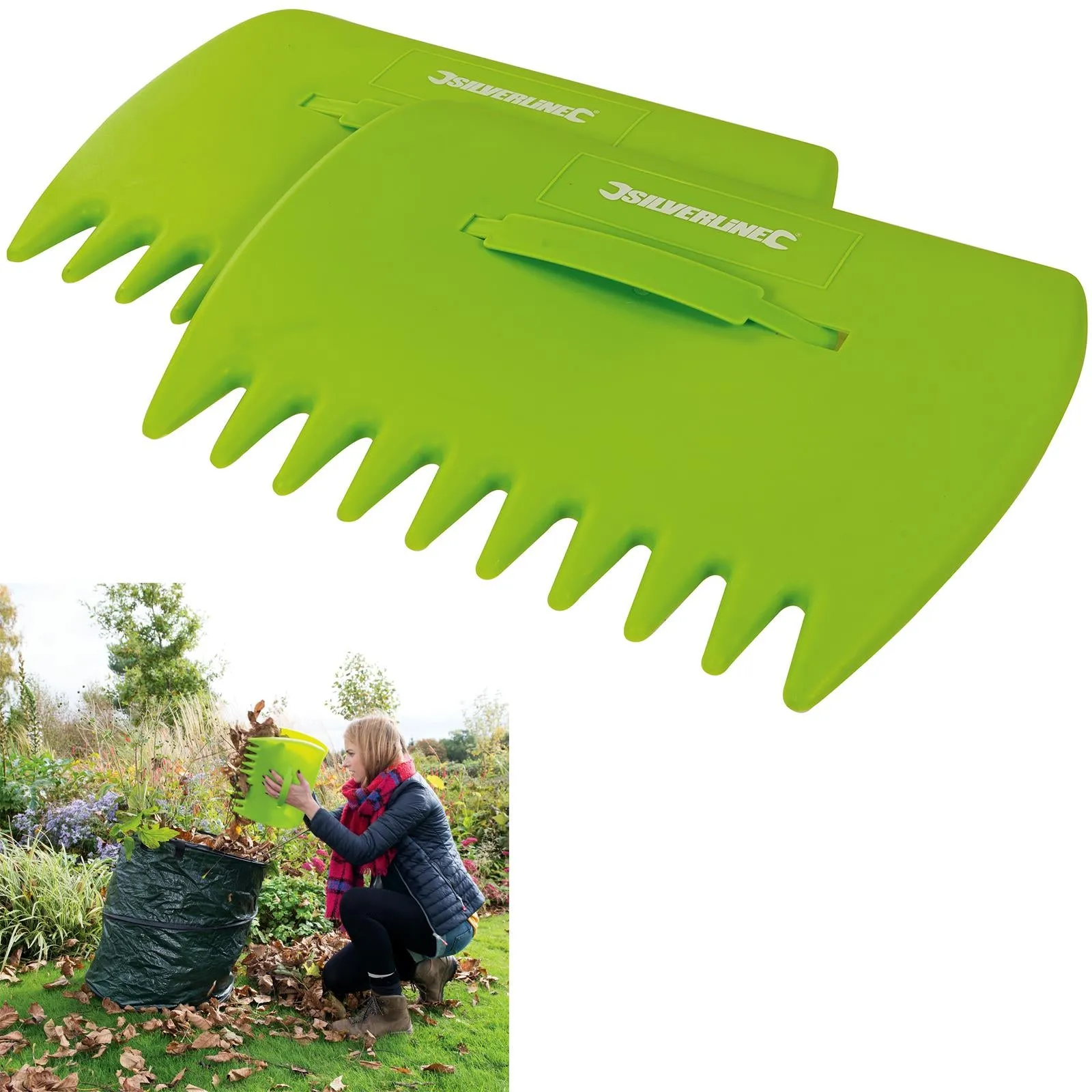 Silverline Leaf Collector 330x250mm Garden Waste Pronged Scoops Leaves