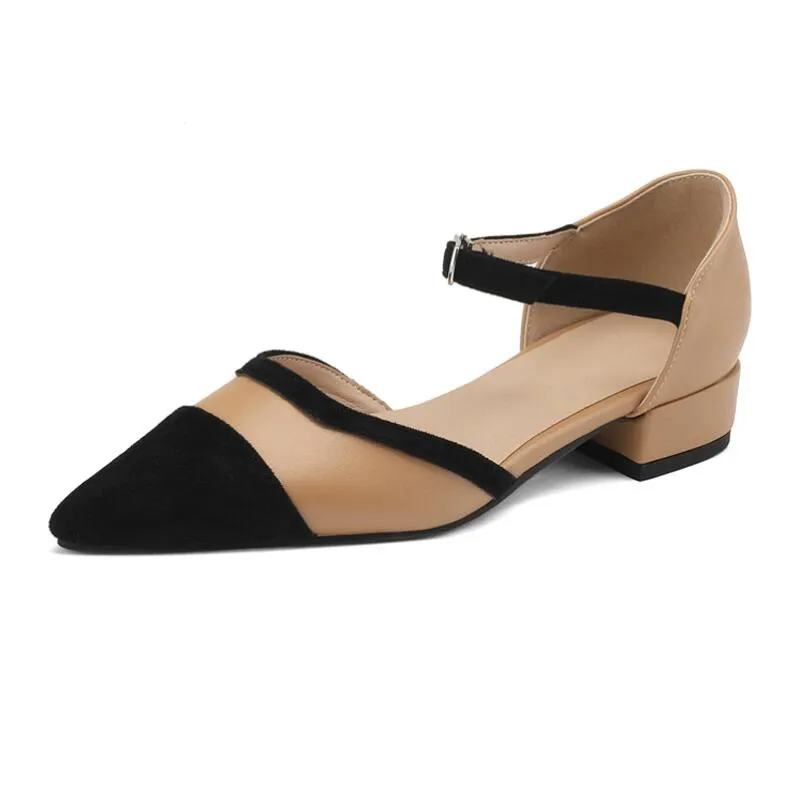Small Feet Ankle Strap Low Block Heel Sandals MS132