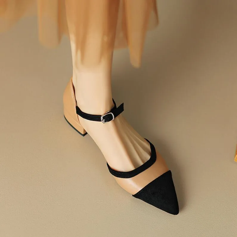 Small Feet Ankle Strap Low Block Heel Sandals MS132