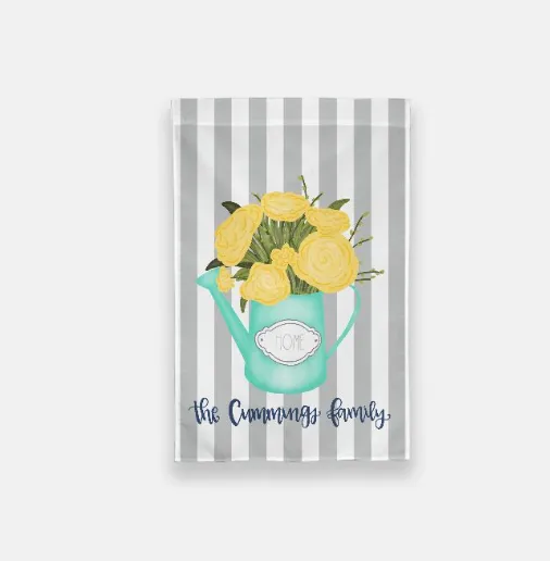Spring Watering Can Garden Flag