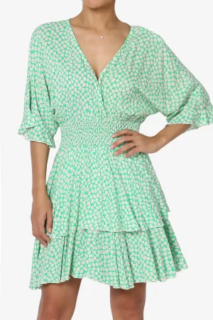 Square Print Surplice Mini Dress