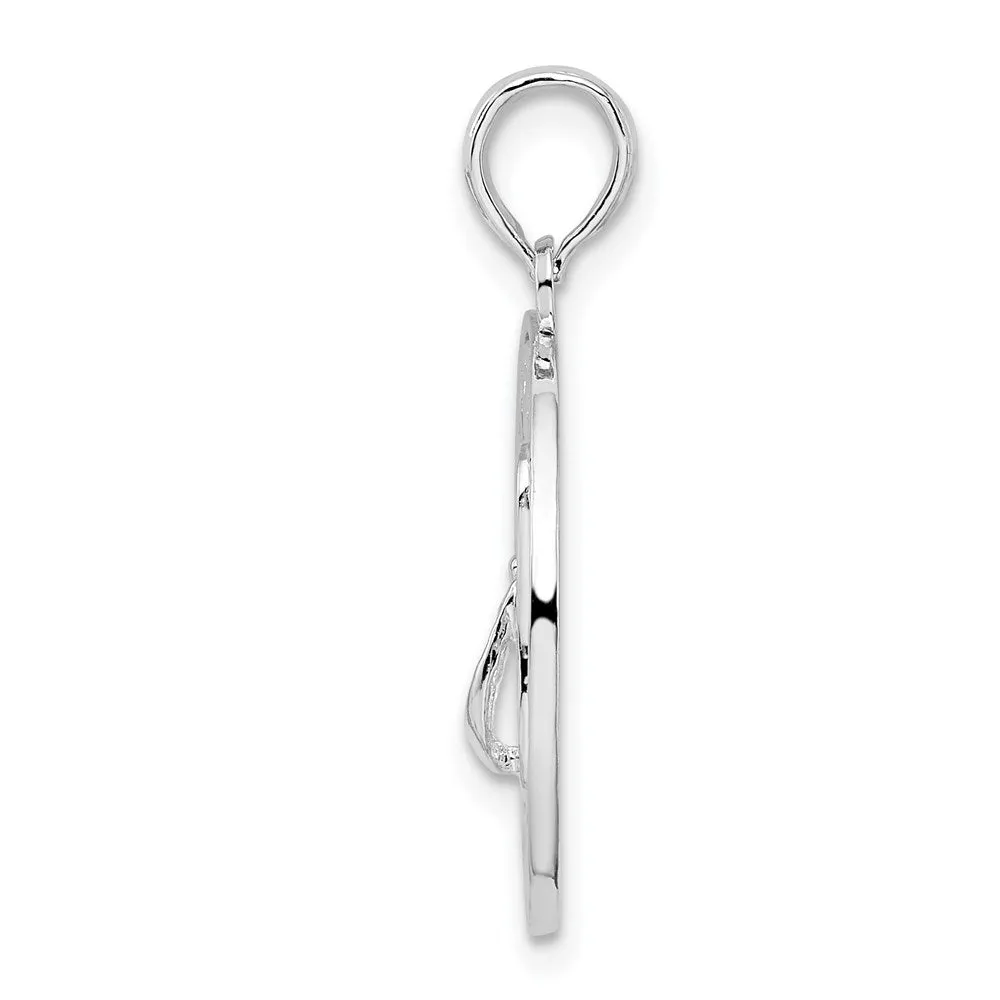 Sterling Silver Textured Siesta Key,FL w/Flip-flop Pendant