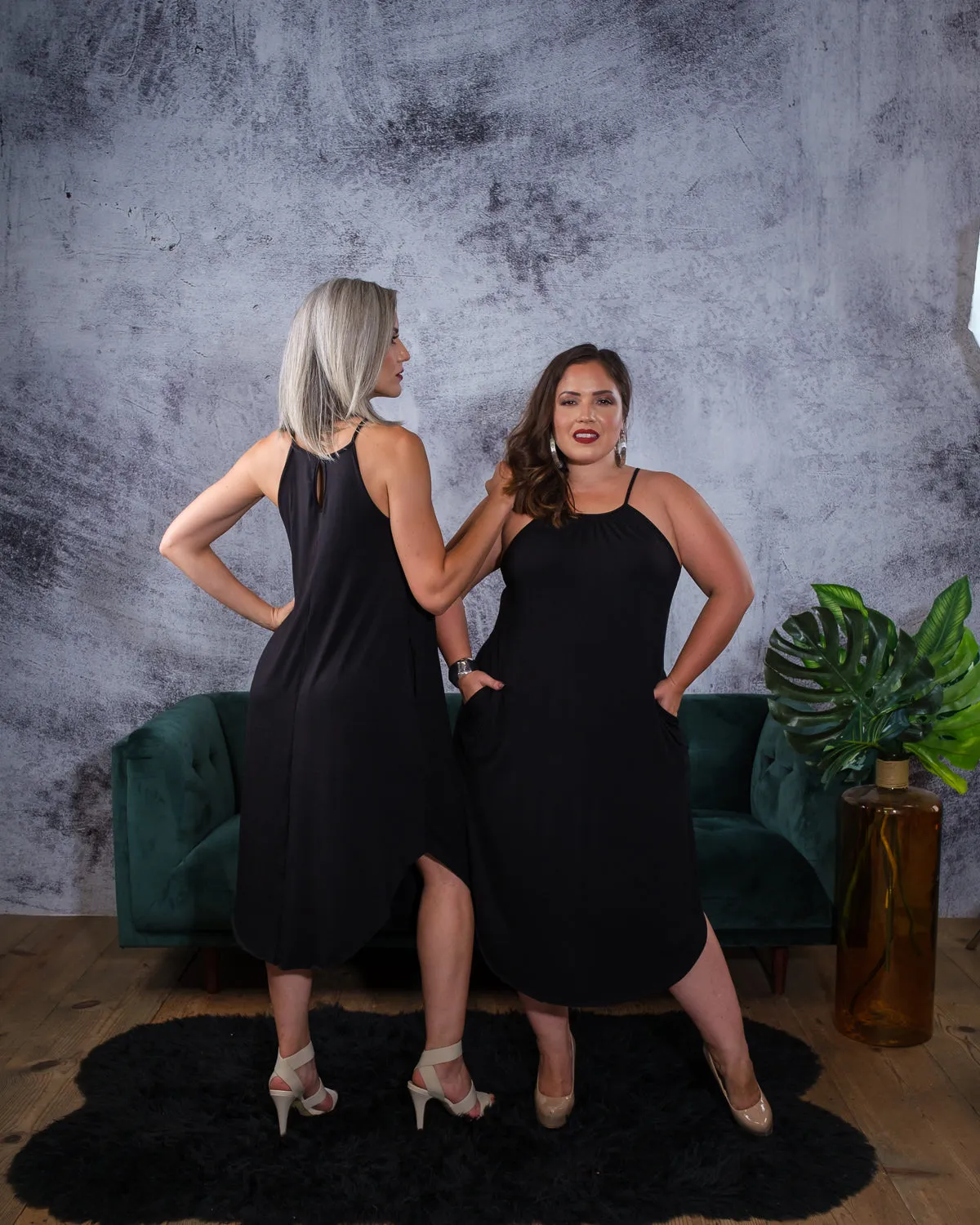 Strappy Round Neck Ruched Dress