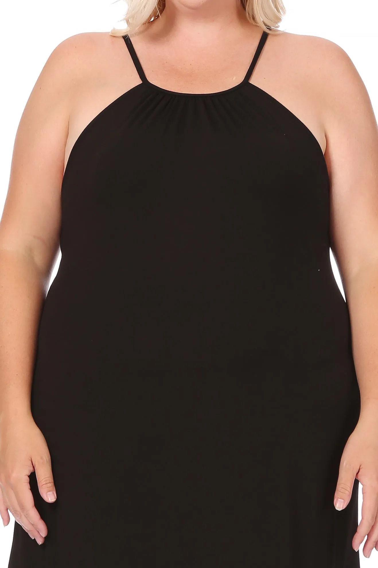 Strappy Round Neck Ruched Dress