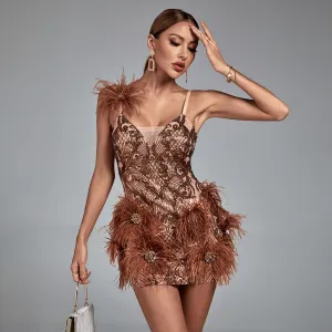 Strappy Sleeveless Mini Sequined Bodycon Dress