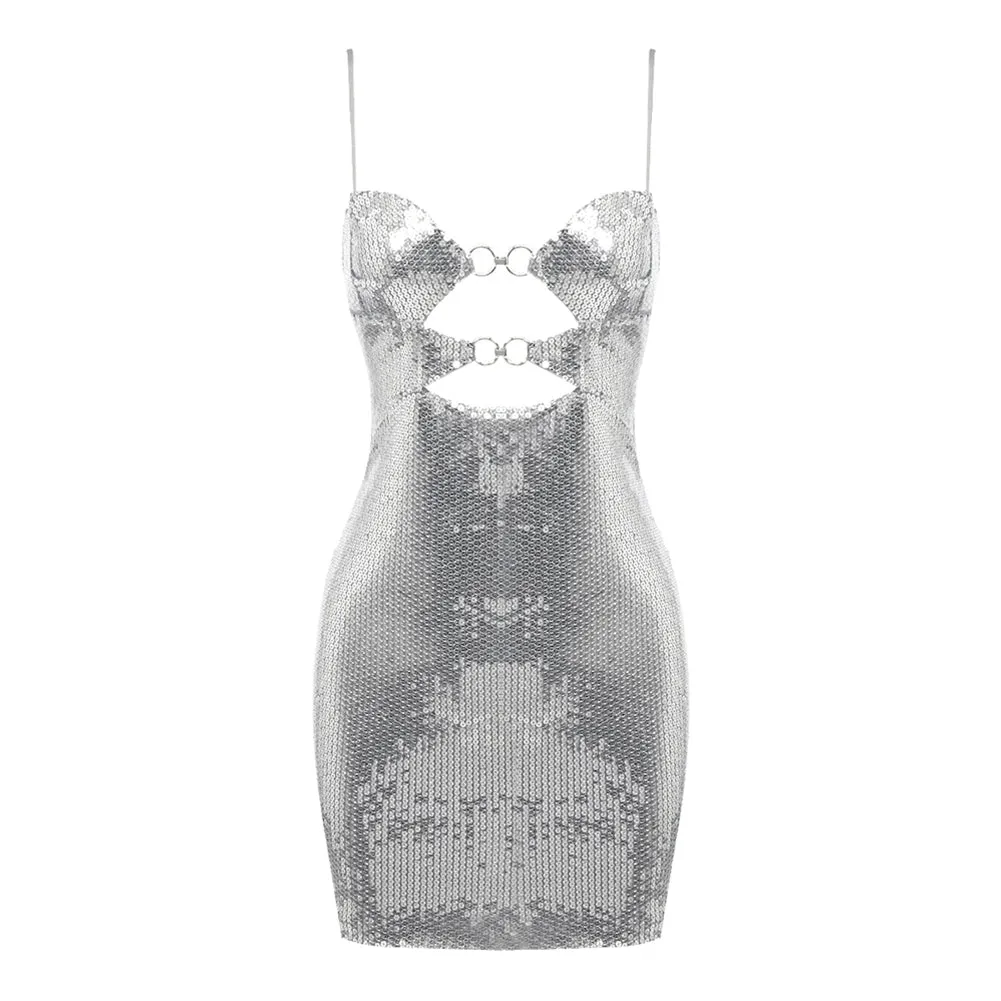 Strappy Sleeveless Sequins Mini Bodycon Dress BD2439