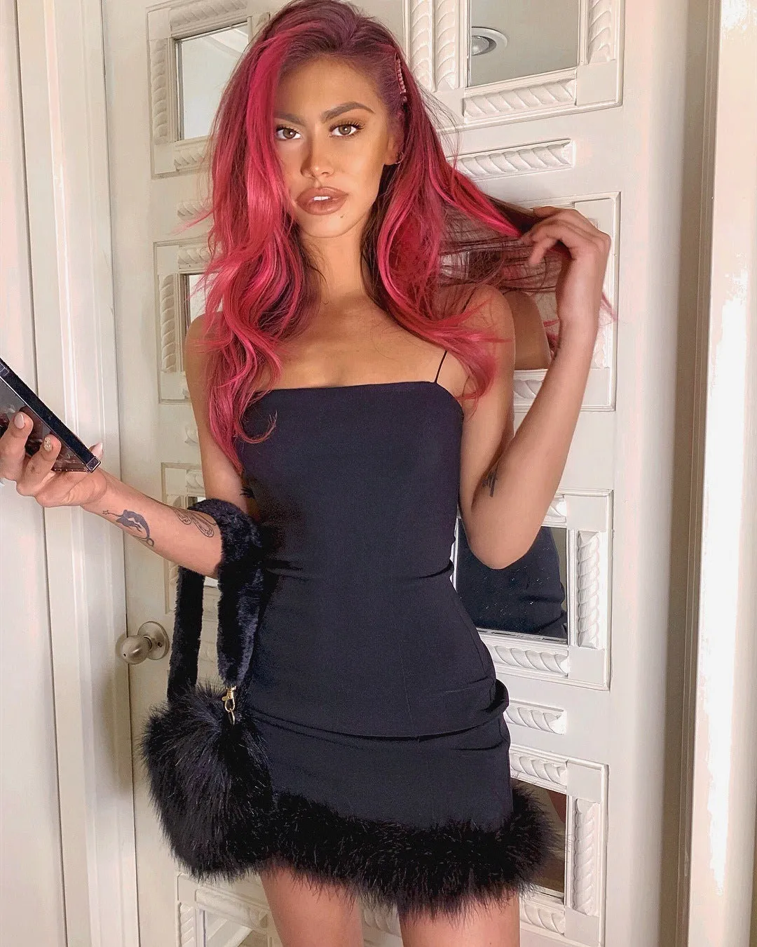 Strappy Sling Furry Party Bodycon Mini Dresses