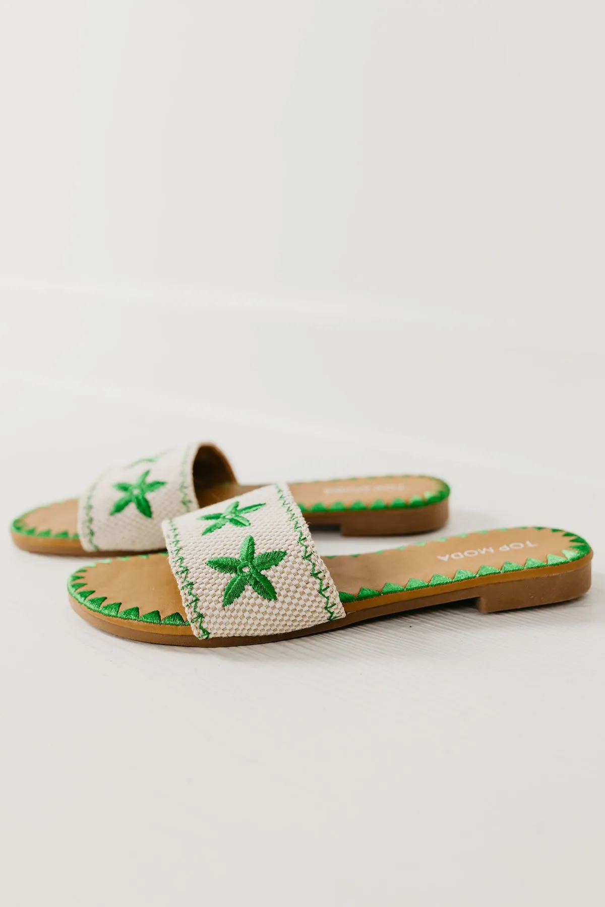 The Beach Embroidered Slide Sandal