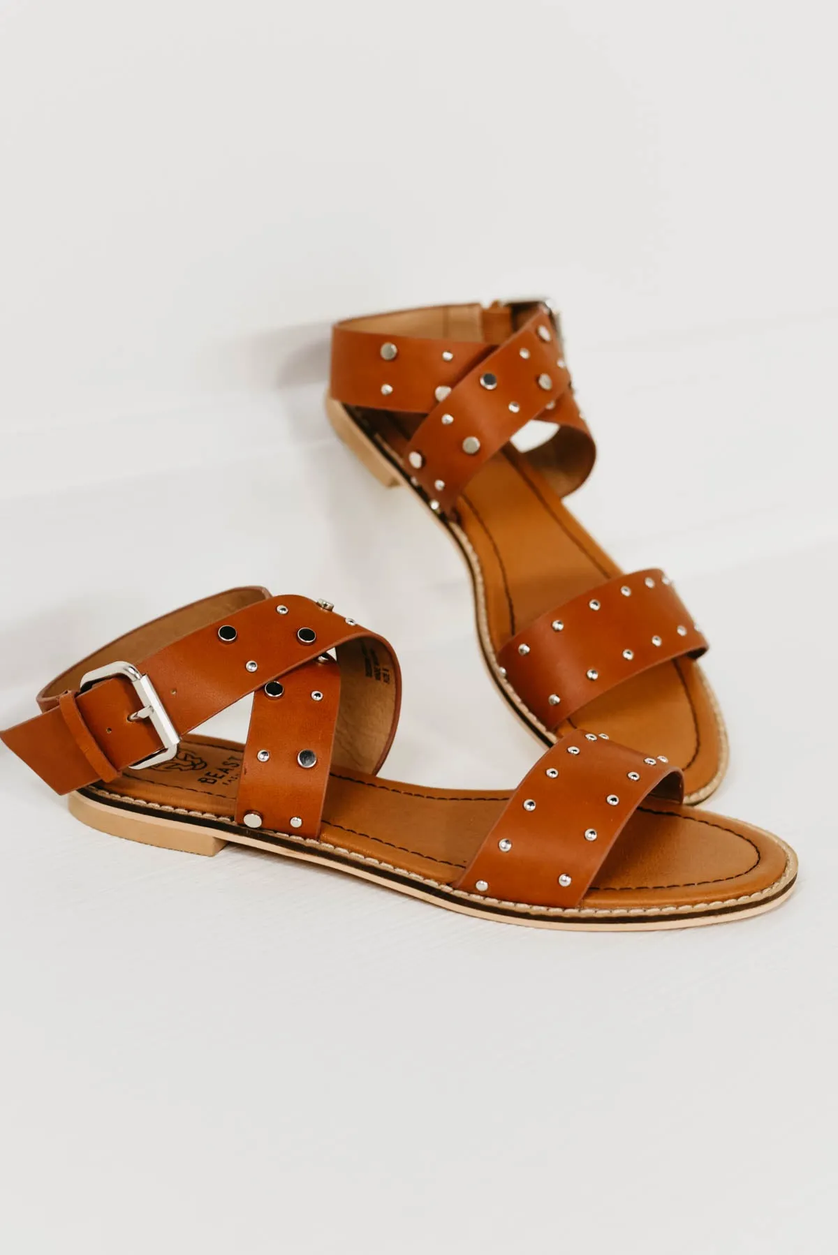 The Jenna Studded Sandal - Camel