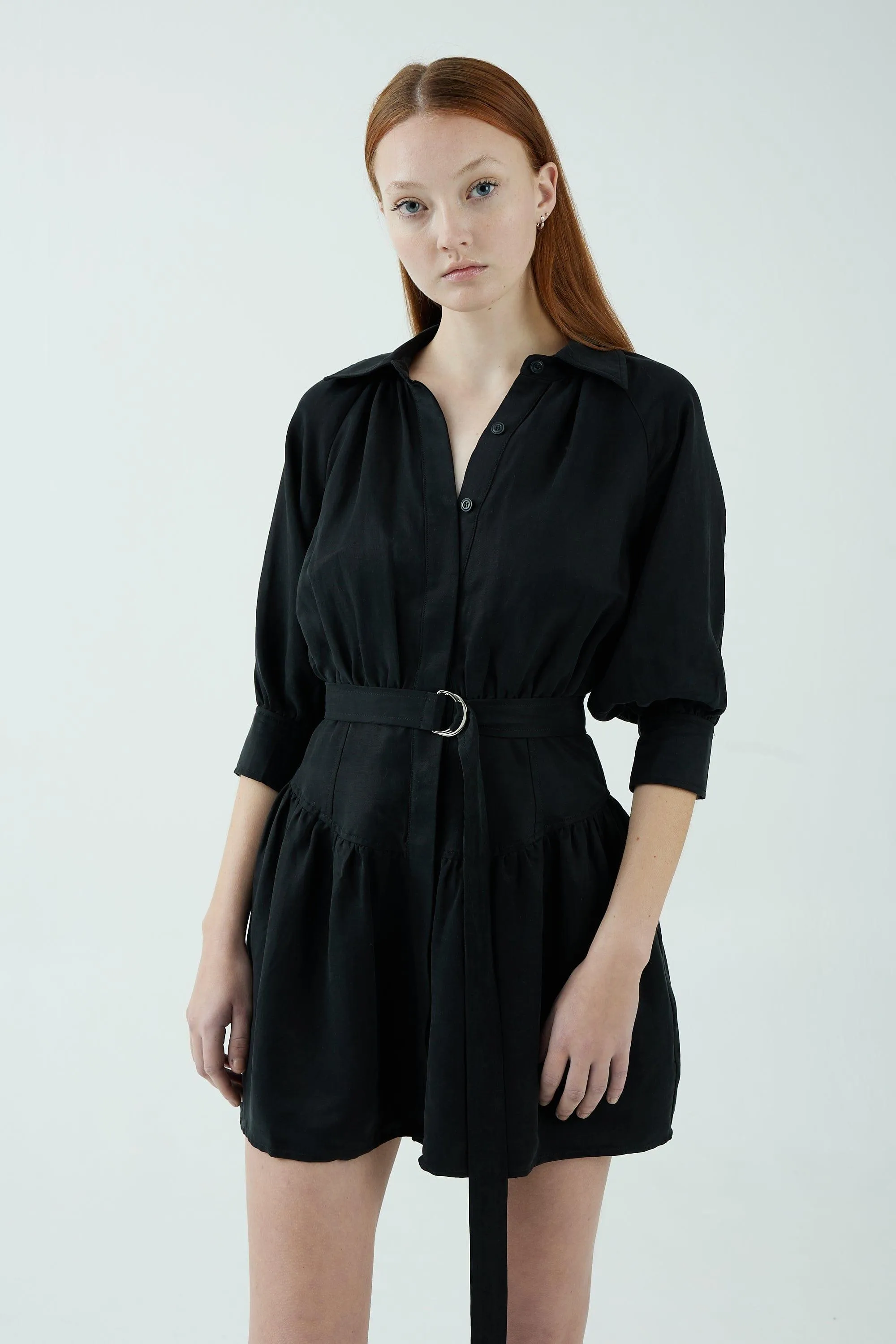 TIGHT LIPPED SHIRT DRESS | BLACK