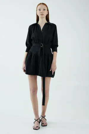 TIGHT LIPPED SHIRT DRESS | BLACK