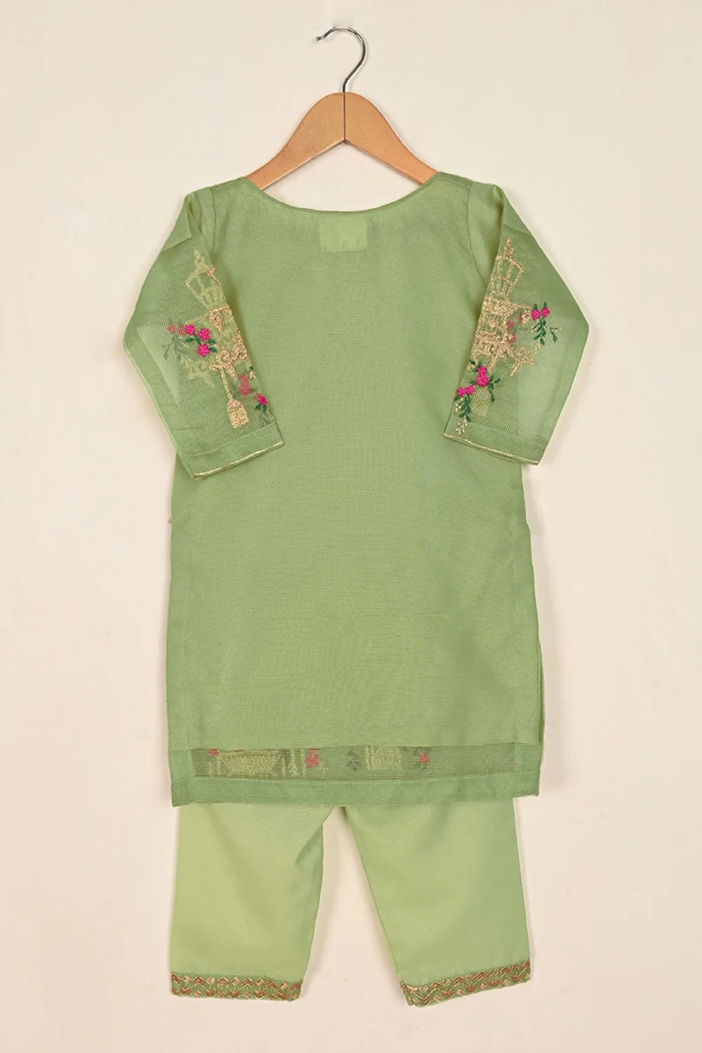 TKF-111-Pista- Kids 3Pc Javeria Net Embroidered Formal Dress