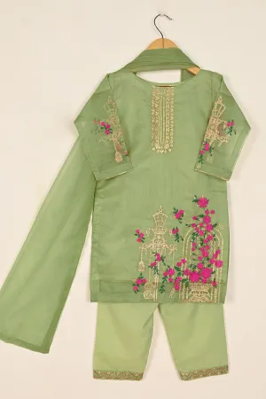 TKF-111-Pista- Kids 3Pc Javeria Net Embroidered Formal Dress