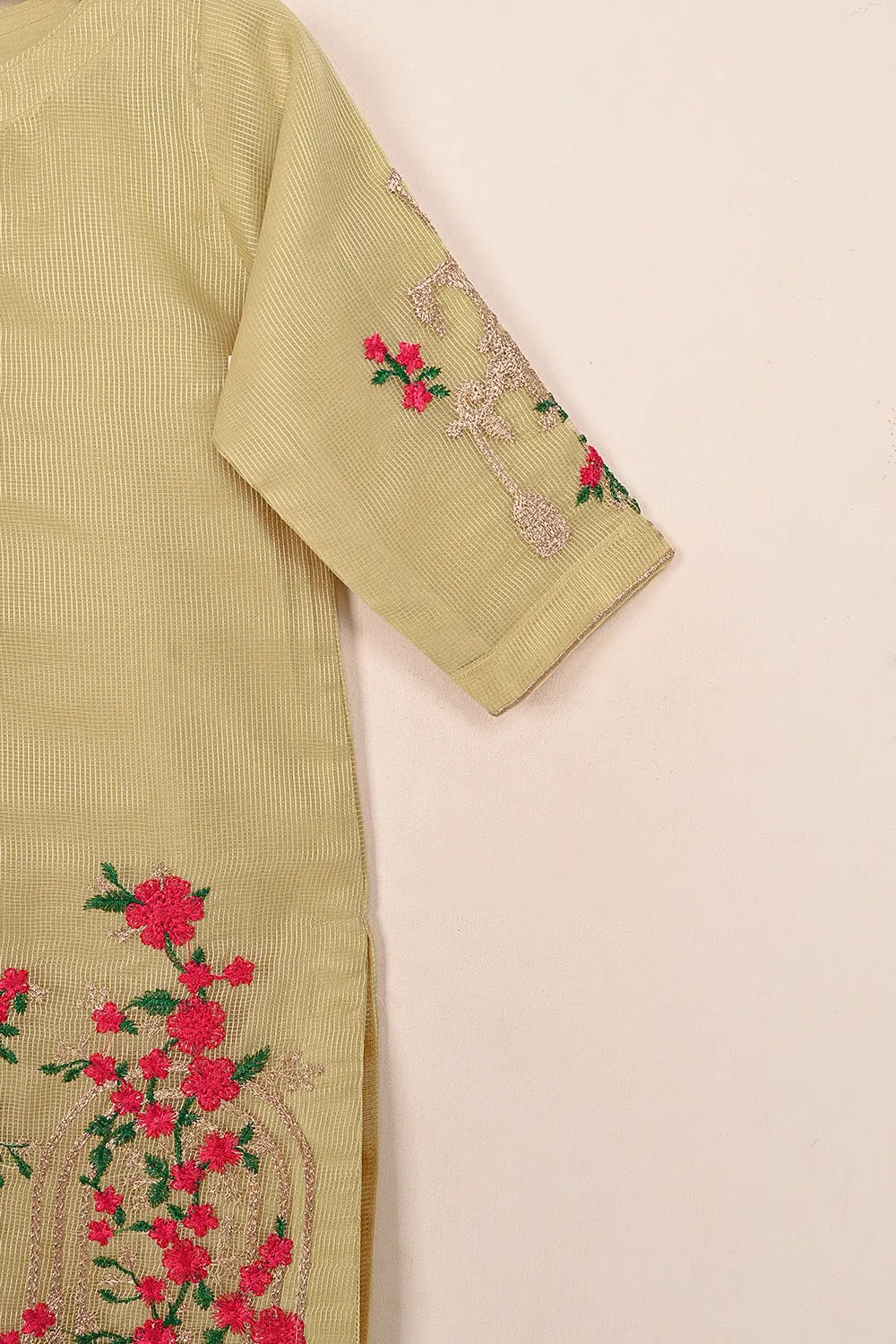 TKF-177-Skin - Kids 3Pc Javeria Net Embroidered Formal Dress