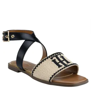 Tommy Hilfiger Women's Pazy Ankle Strap Sandals Shoes TWPAZY Natural Black 6.5M