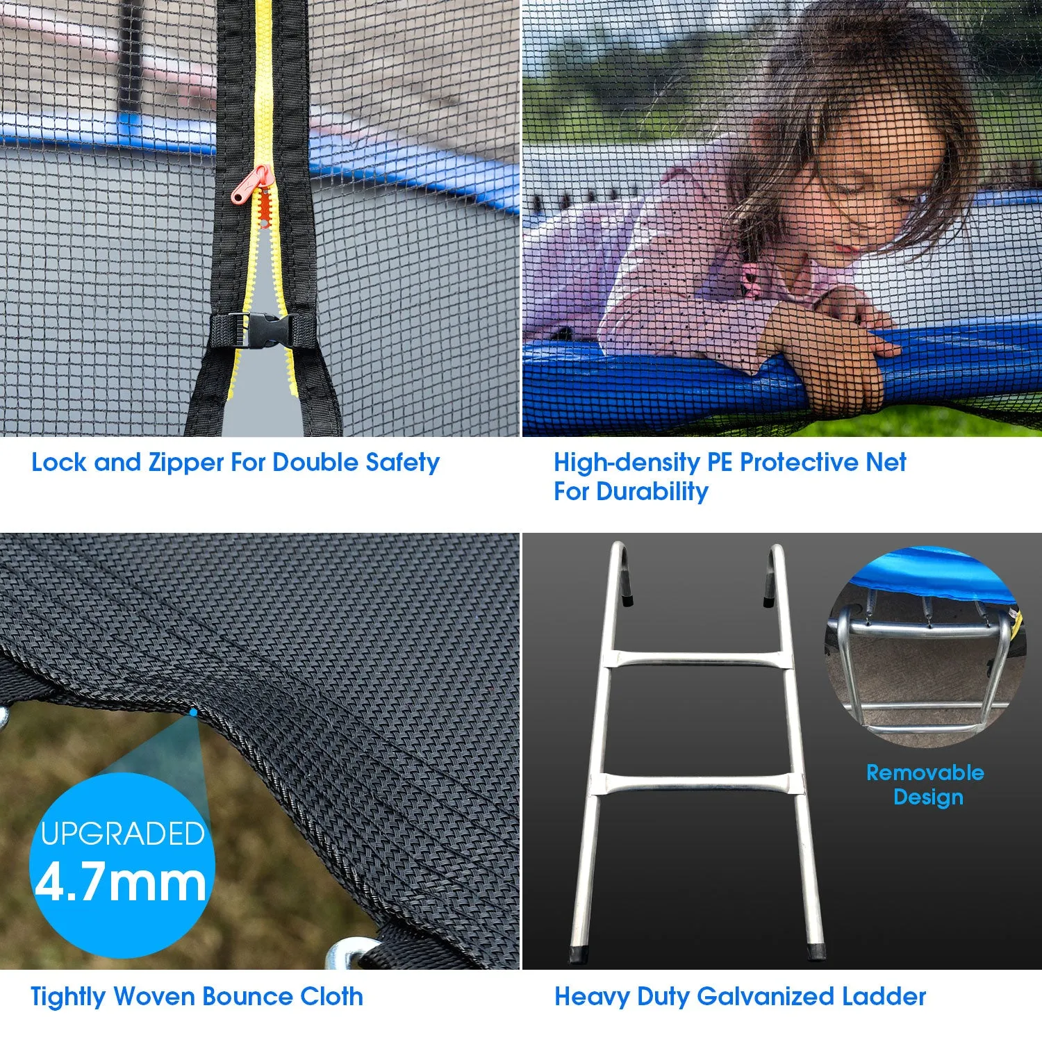 TRIPLETREE 16FT Trampoline With Safety Enclosure Net & Ladder, Suitable For Kids & Adults, 989LBS