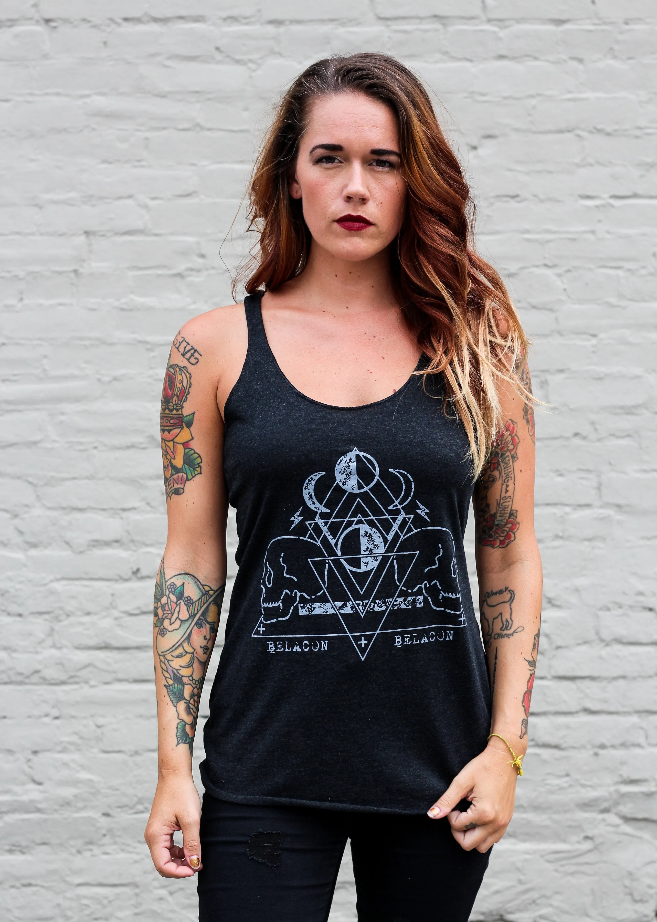 Under The Moon Racerback Tank - Charcoal