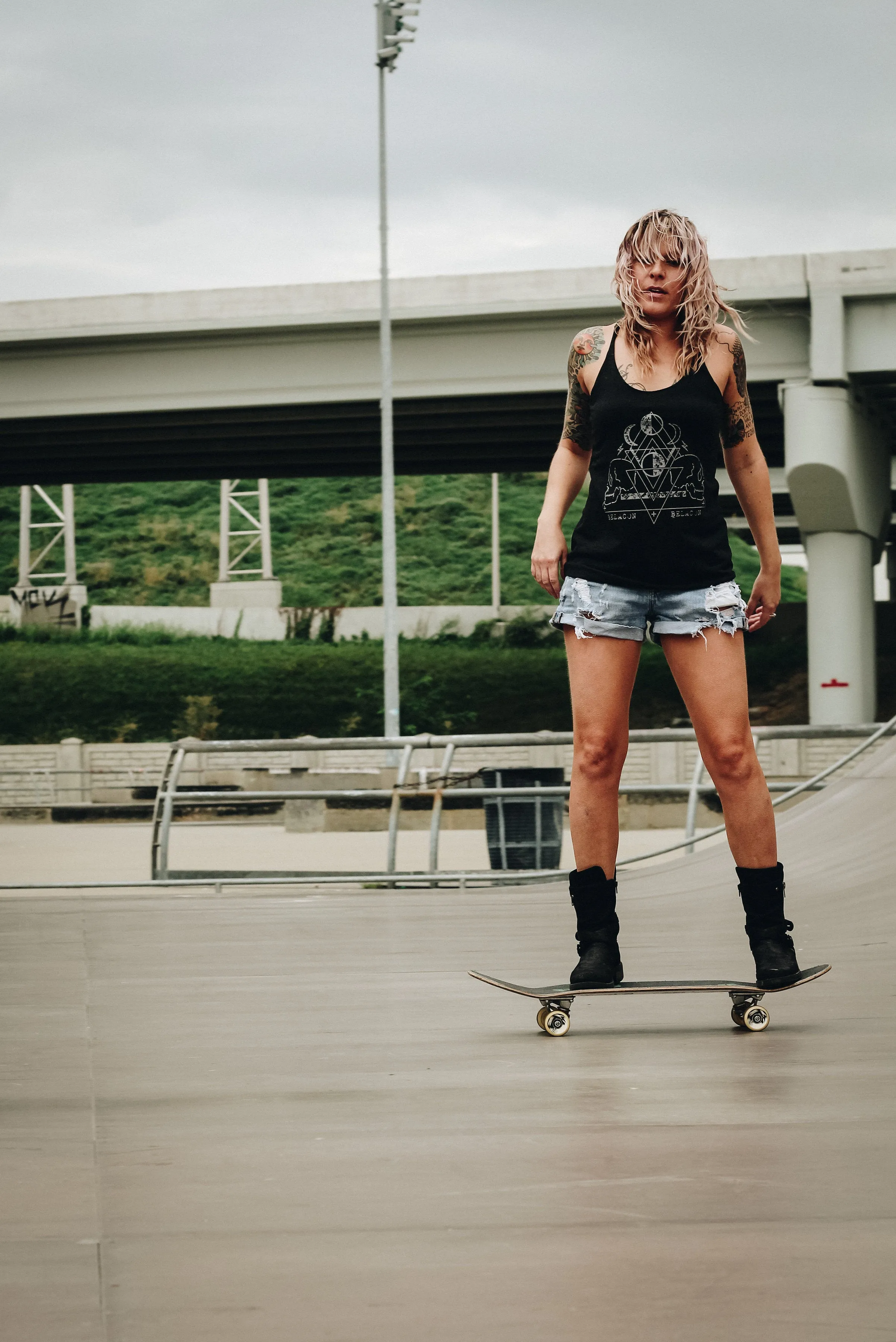 Under The Moon Racerback Tank - Charcoal