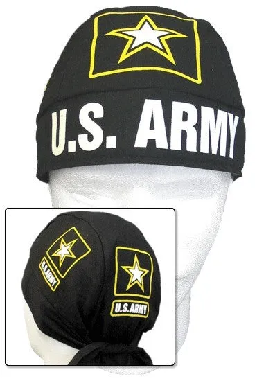 US ARMY Dorag Doo Rag, Bandana Head Wrap with Sweatband, Made in America, Motorcycle Skull Cap