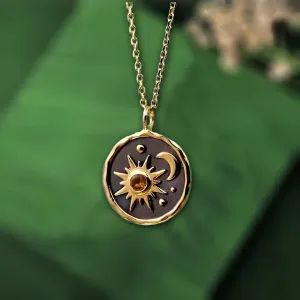 Vintage Boho Sun & Moon Pendant Necklace – Women’s Alloy Clavicle Chain Jewelry