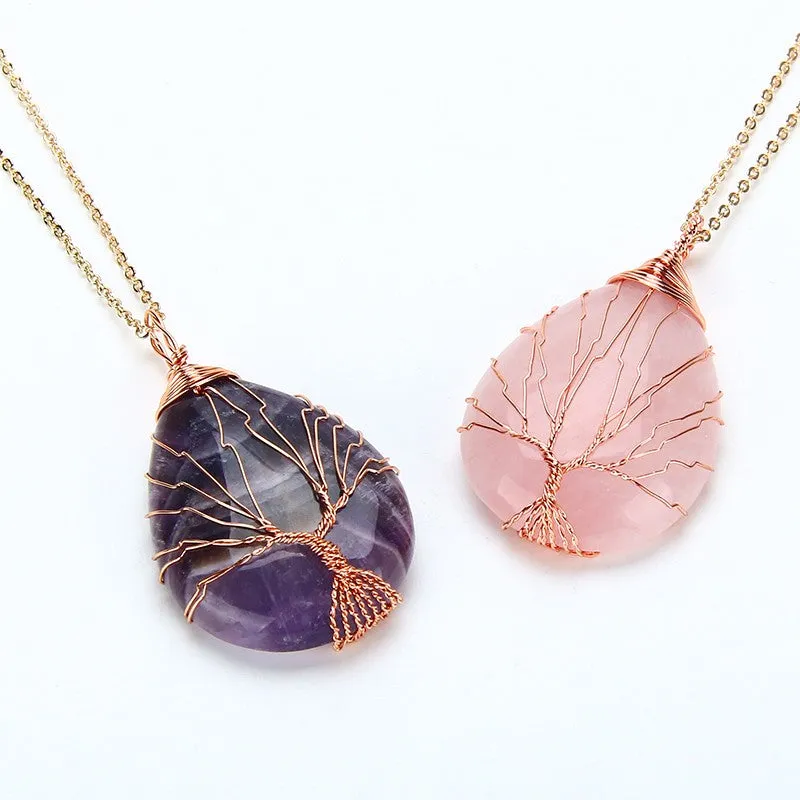 Vintage Pendant Necklace Opal Gemstone Women Jewelry