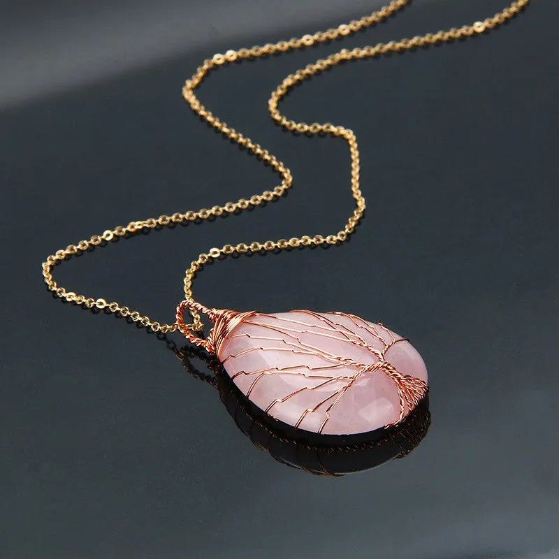 Vintage Pendant Necklace Opal Gemstone Women Jewelry