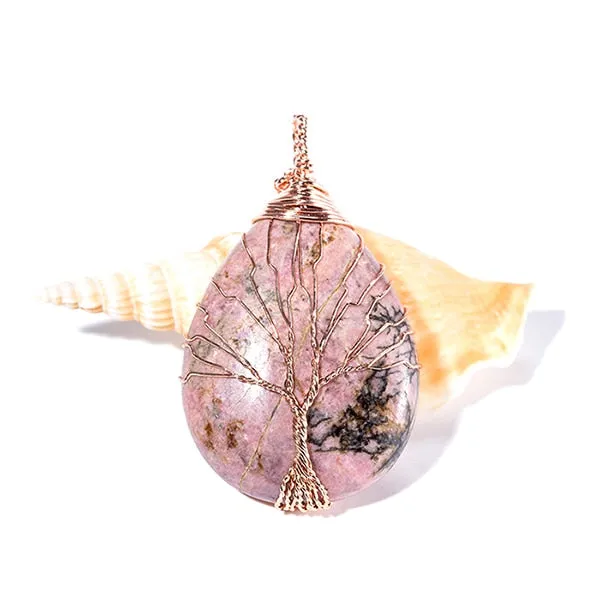 Vintage Pendant Necklace Opal Gemstone Women Jewelry