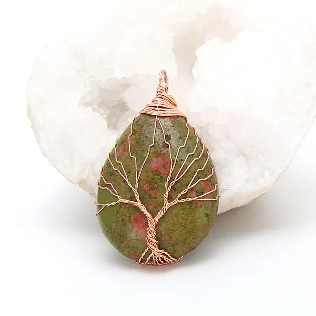 Vintage Pendant Necklace Opal Gemstone Women Jewelry