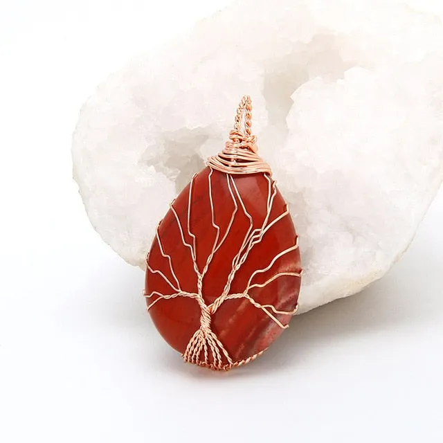 Vintage Pendant Necklace Opal Gemstone Women Jewelry