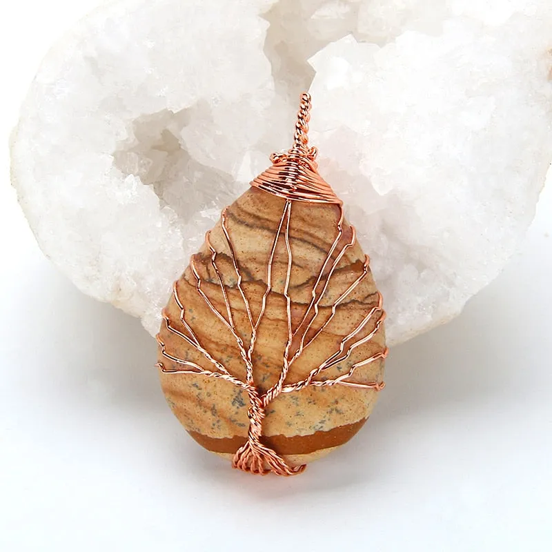Vintage Pendant Necklace Opal Gemstone Women Jewelry