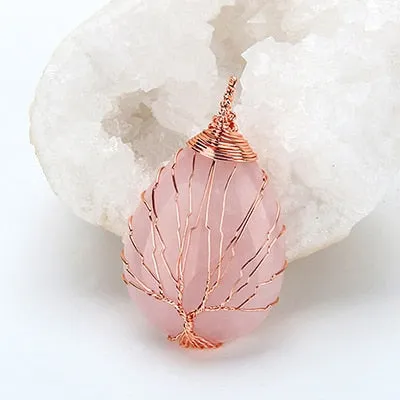 Vintage Pendant Necklace Opal Gemstone Women Jewelry