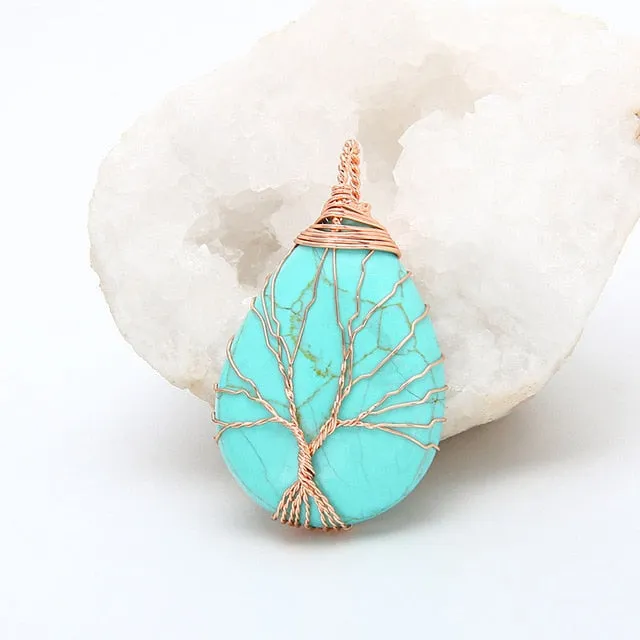 Vintage Pendant Necklace Opal Gemstone Women Jewelry