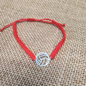 Volleyball Charm Bracelet with Red Band