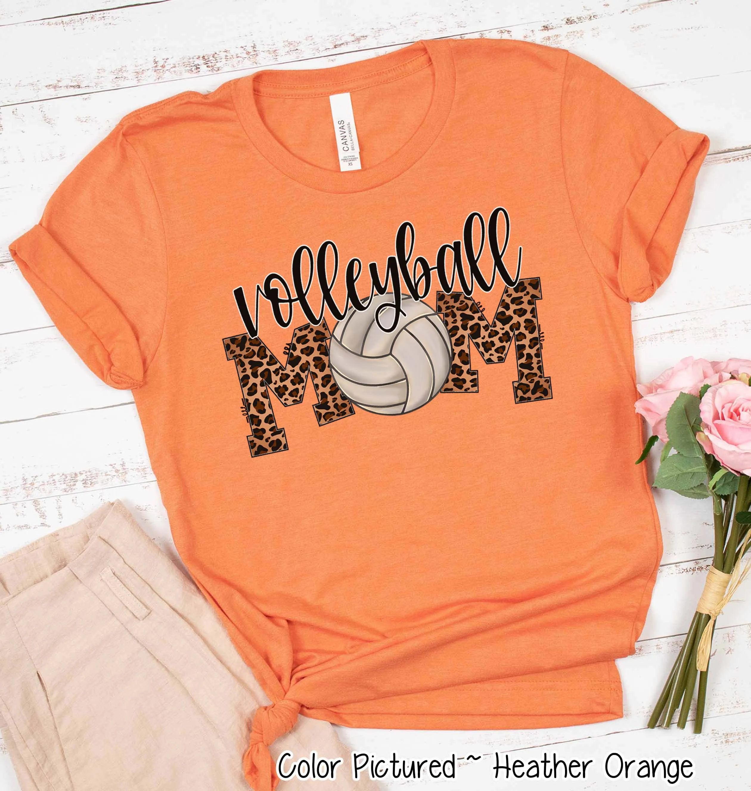 Volleyball Leopard Mom Tee