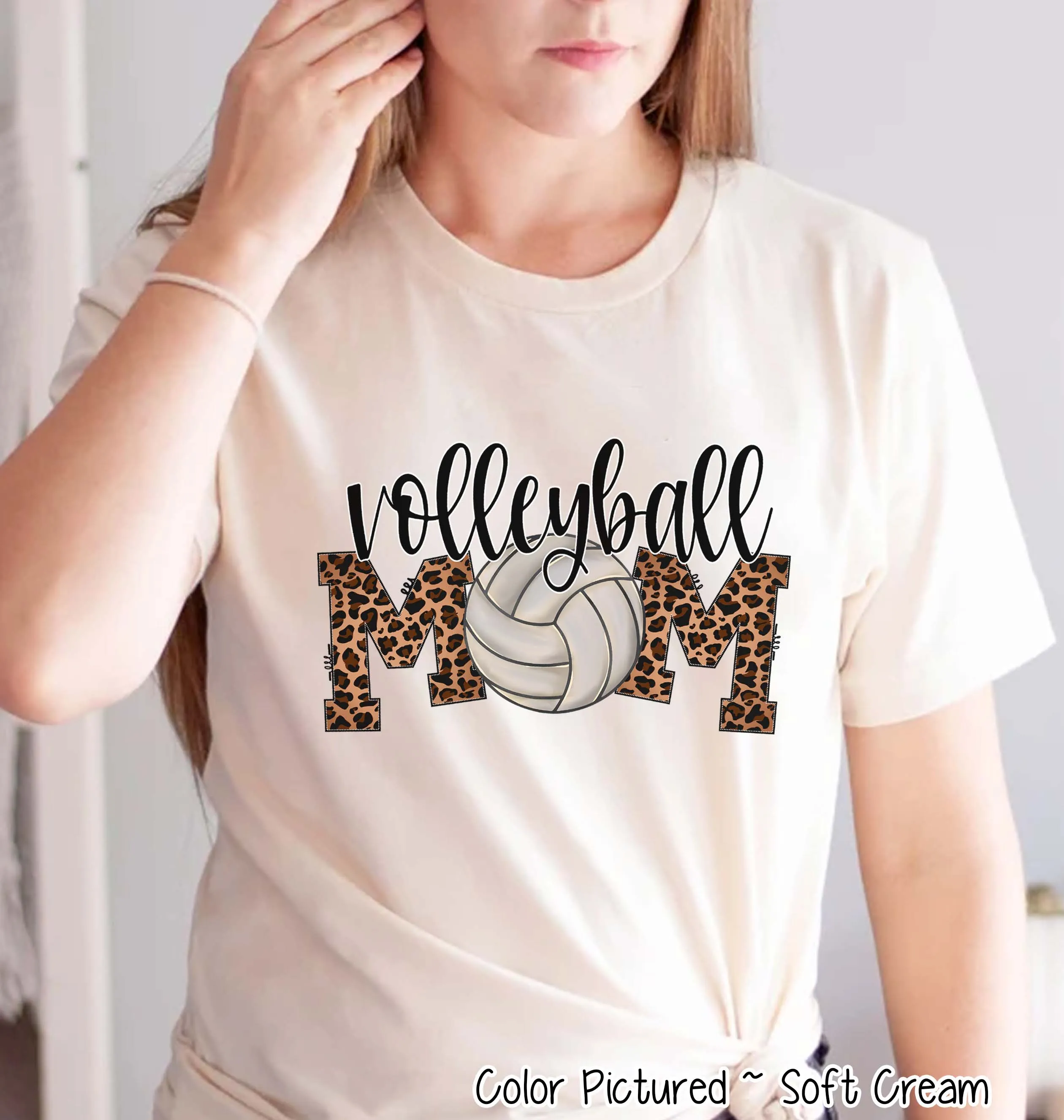 Volleyball Leopard Mom Tee