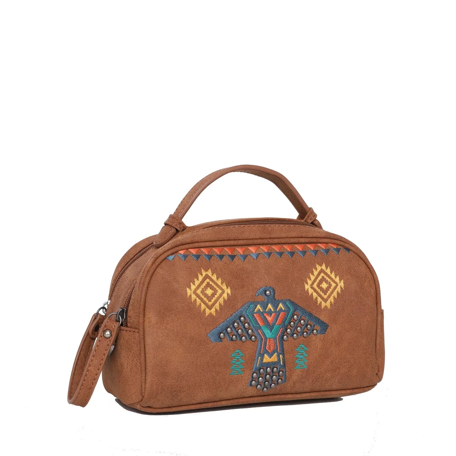 WG36-190 Wrangler Embroidered Aztec Eagle Fringe Collection Handbag