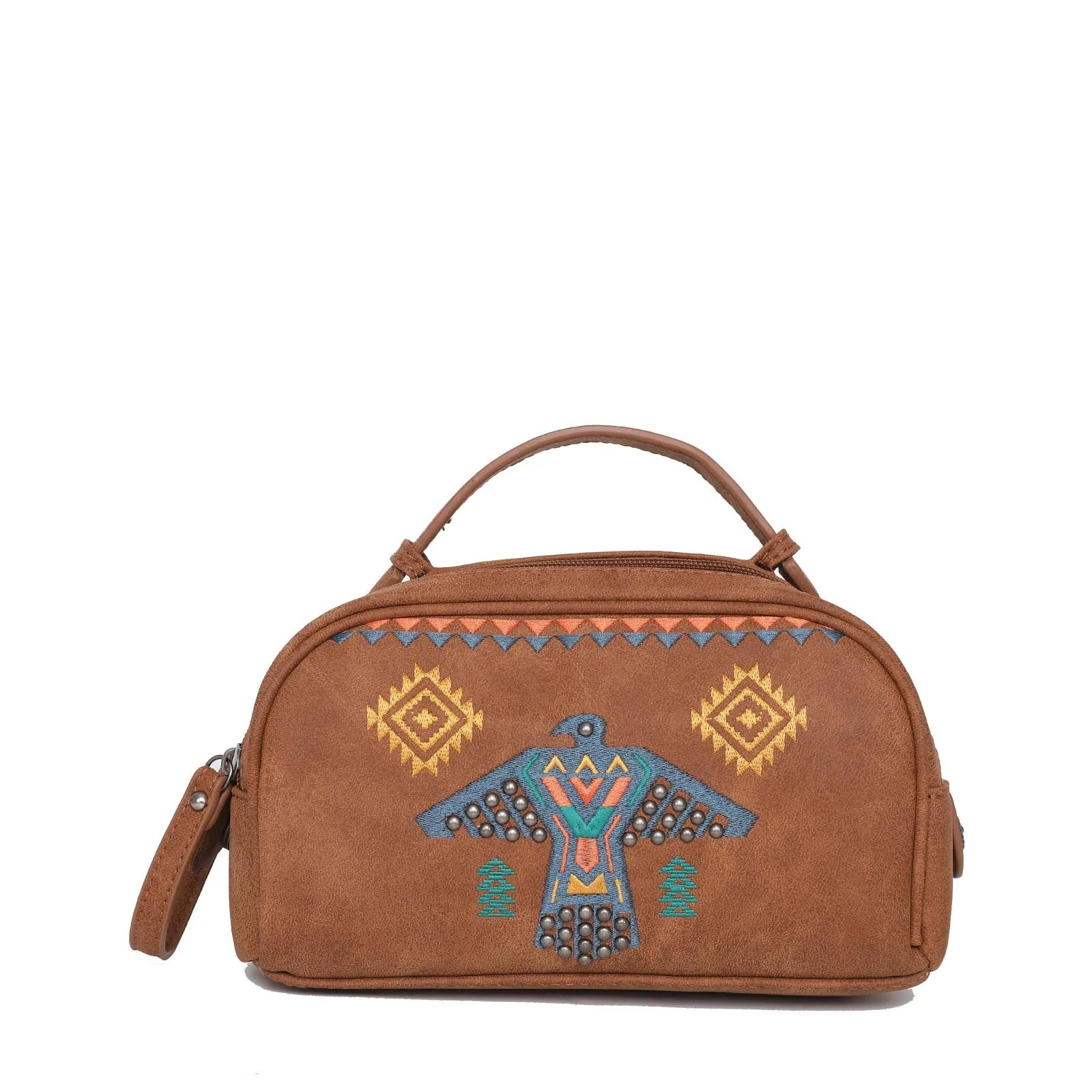 WG36-190 Wrangler Embroidered Aztec Eagle Fringe Collection Handbag