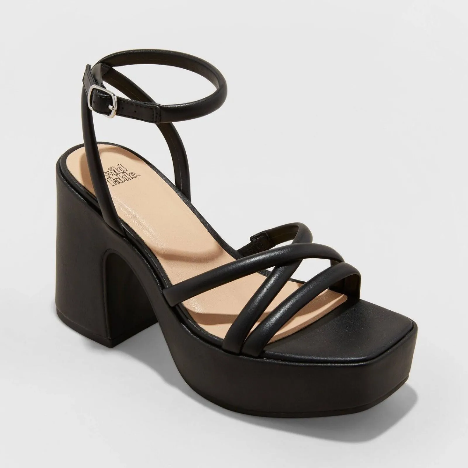 Wild Fable Astro Strappy Platform Heels with Memory Foam Insole Black 9.5M