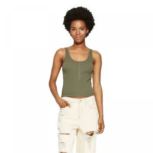 Wild Fable Women's Pointelle Round Neck Snap Placket Tank Top