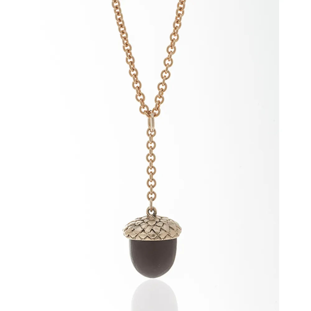 Winter in the Garden Brown Acorn Necklace