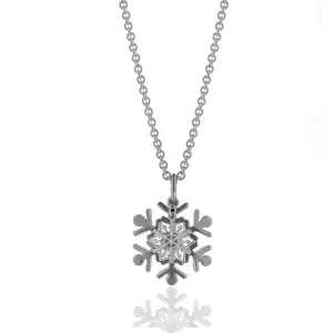 Winter in the Garden Silver Snowflake Necklace 36"