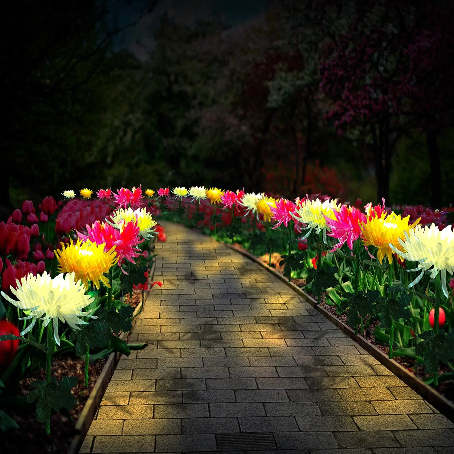 Woowooh Solar Chrysanthemum Garden Lights 2 Pack