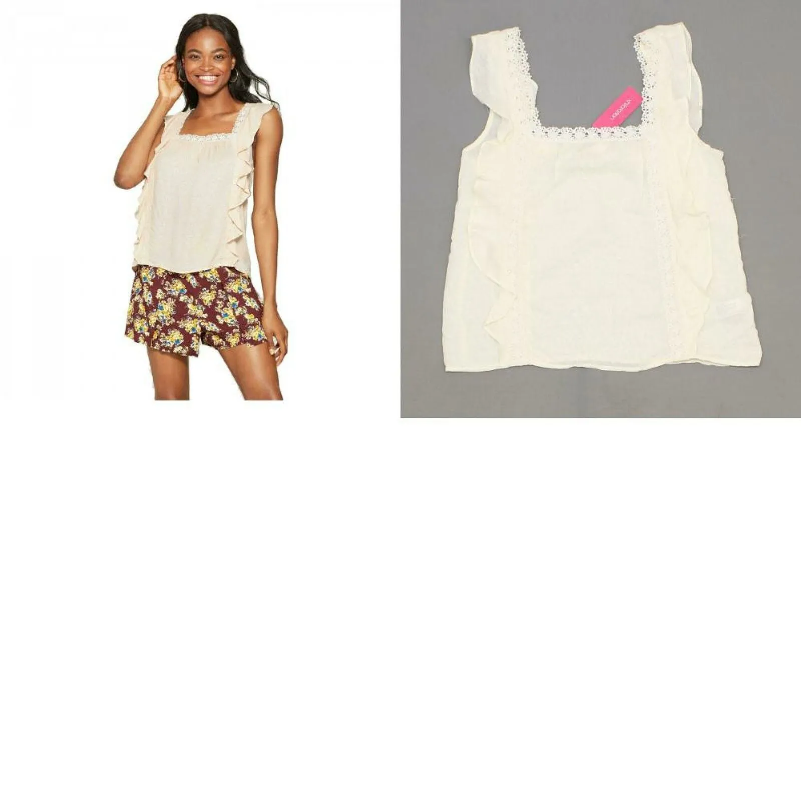 Xhilaration Women's Sleeveless Flutter Sleeve Square Neck Woven Blouse
