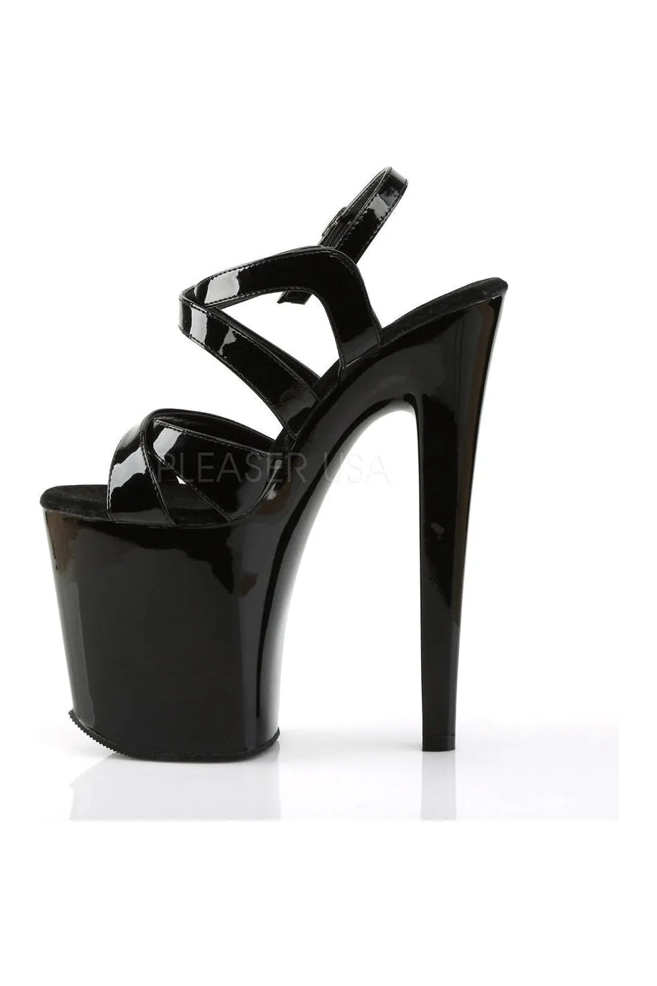 XTREME-872 Platform Sandal  | Black Patent