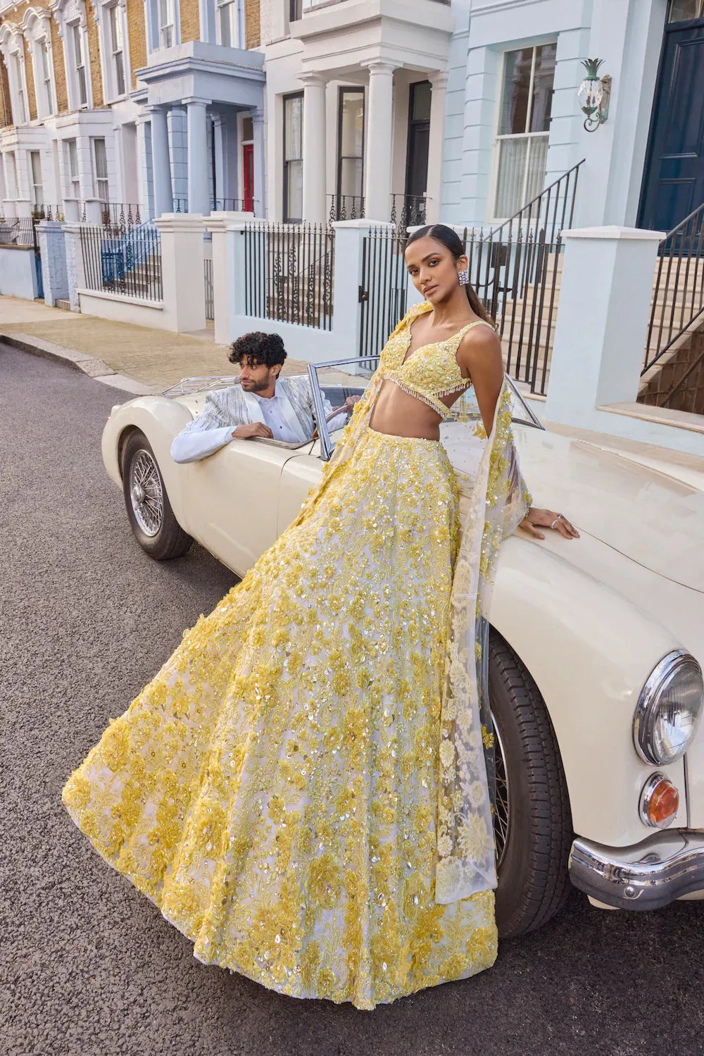 Yellow Floral Lehenga Set