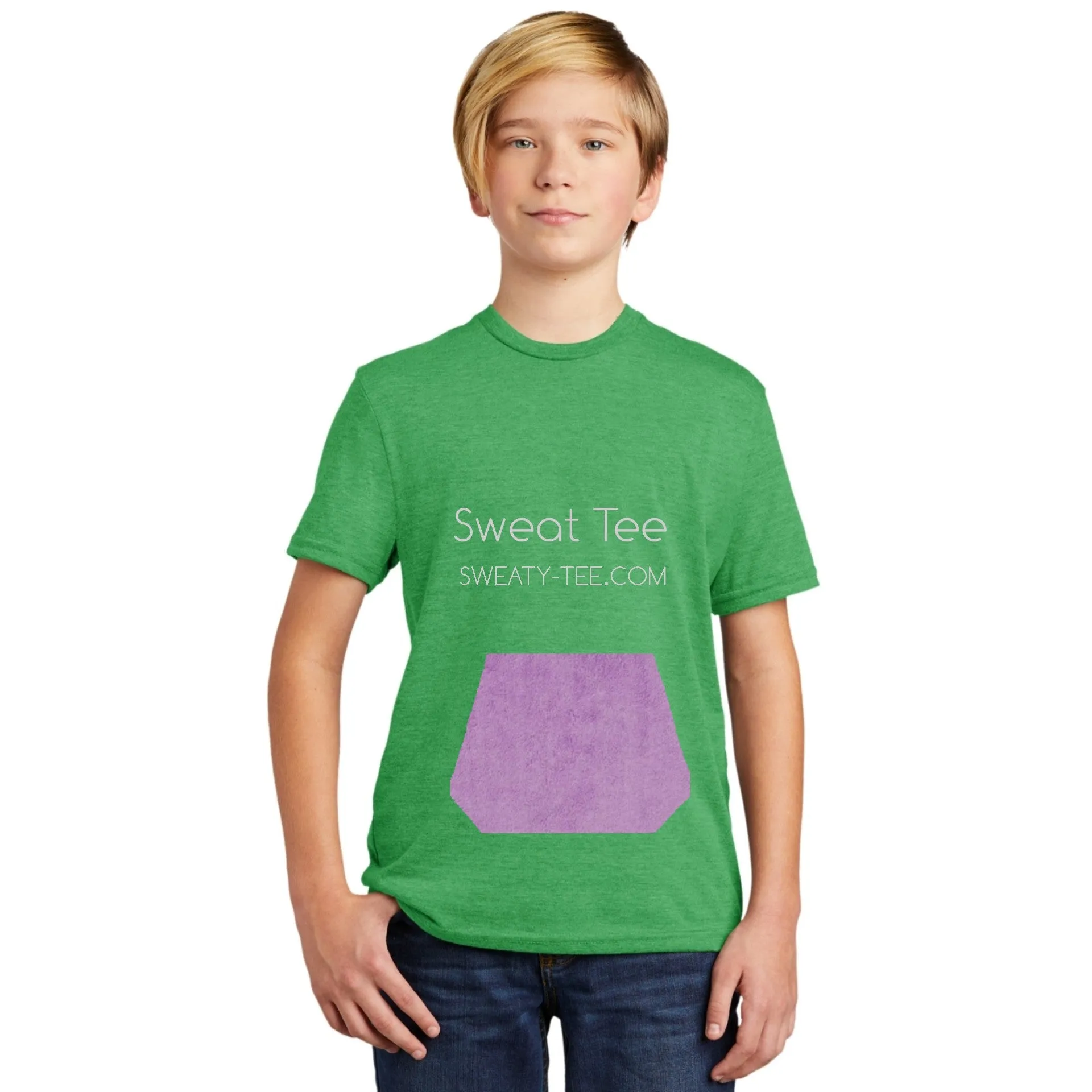 youth tee with pocket and mini-towel, green tee